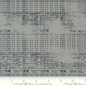 CELESTIAL - Stamps Text in Platinum (1763 40) - by Zen Chic for Moda - Sold by the Yard - Cut Continuous