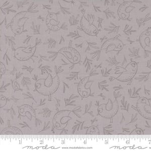Moda CHIRP - Trace a Bird in Dove (39034 15) - by Elena Amo - Sold By the YARD - Cut Continuous