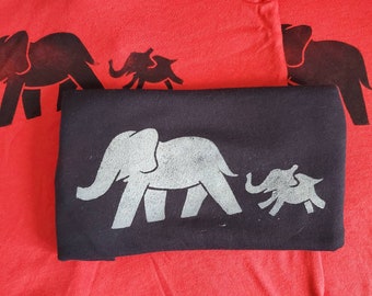 Youth T: Parent & Baby Elephant (handprinted)