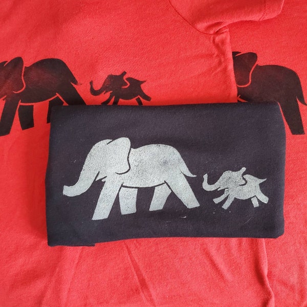 Youth T - Parent & Baby Elephant (handprinted)