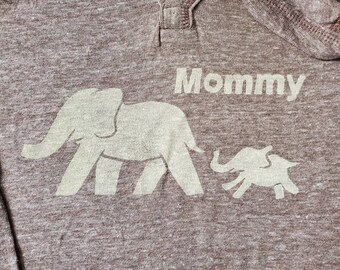 Lightweight Hoodie: Mommy Elephant (handprinted)