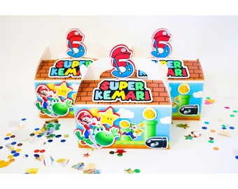 Beroemde Gamer Bros Custom Treat Box Gable Box Party Favor Box voor Kids Party Goodie bag, Goodie box