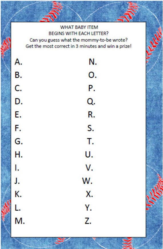 baseball themed baby shower games
