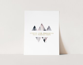 Progress Not Perfection Rainbow Quote Print