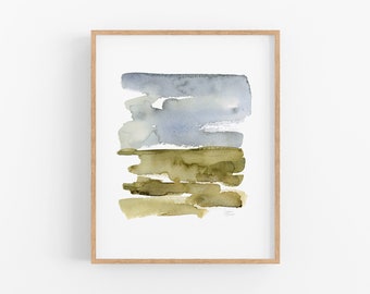 abstract watercolor landscape printable wall art, minimalist modern home decor, loose watercolor painting