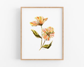 bright springtime flower art print, vibrant floral wall decor, nature inspired home accent, colorful botanical print, instant download art