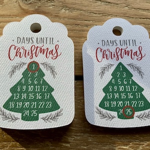 Countdown to Christmas Tags 1-25, Days Until Christmas, Advent Calendar, Christmas Tags for Kids, Christmas Gifts