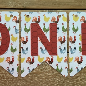 Crazy Chicken ONE Banner, First Birthday Banner, Chicken Birthday Party, Down on the Farm Birthday