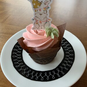 6 Birthday Dog Favor Tags & 6 Matching Cupcake Toppers