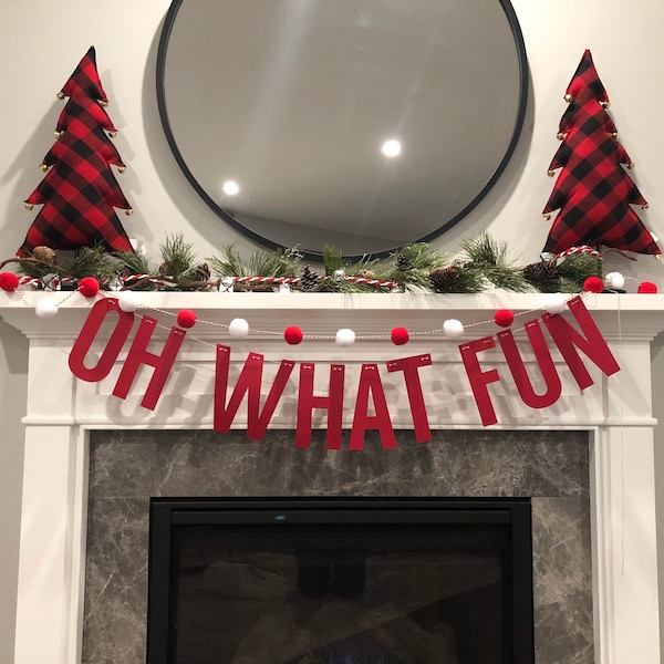 Oh What Fun Christmas Banner, Hanukkah Banner, Holiday Garland