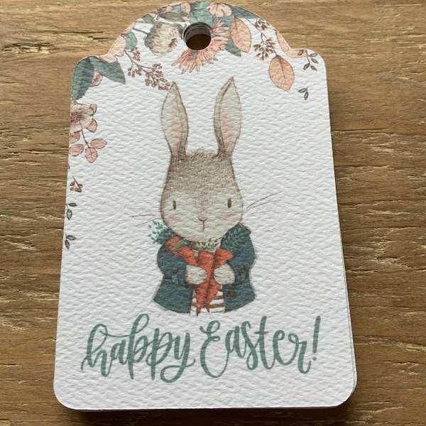 12 Botanicals Bunny Gift Tags, Easter Gift Tags, Spring Gift Tags, Favor Gift Tags