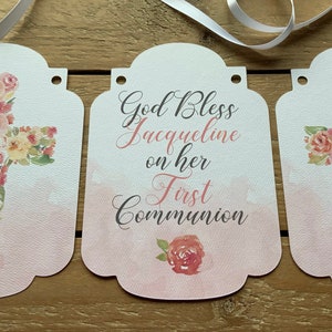 Personalized First Communion Banner & Favor Tags, First Holy Communion, Personalized Baptism Banner