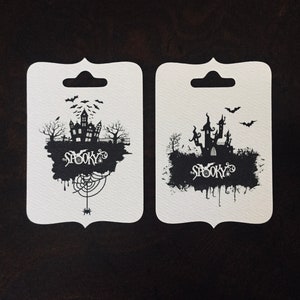 12 Very Spooky Halloween Gift Tags, Halloween Tags for Favors, Halloween Tags for Kids, Halloween Party Favor Tags, Trick or Treat Tags