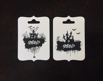 12 Very Spooky Halloween Gift Tags, Halloween Tags for Favors, Halloween Tags for Kids, Halloween Party Favor Tags, Trick or Treat Tags