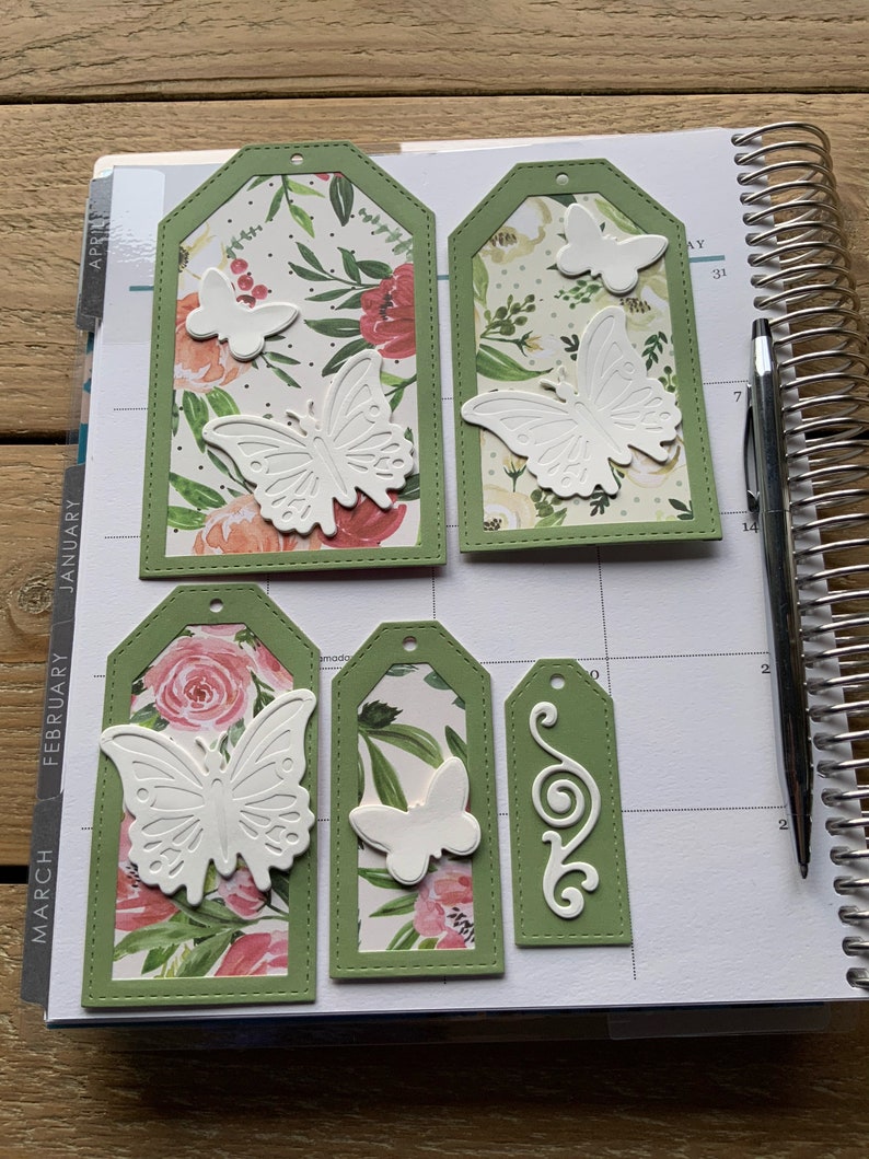 Garden Party Tags Butterfly Gift Tags Easter Basket Tags Spring Gift Tags Floral Butterfly Tags