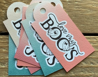 12 Love My Boo’s Tags, Halloween Treat Tags, Halloween Tags for Favors, Halloween Tags for Kids, Pink Halloween Tags, Teal Halloween Tags