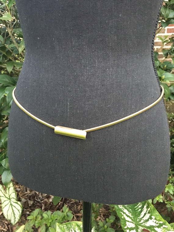 Vtg NOS Antique Gold Tone Stretch Scale Cinch Belt VTG Cinch Belt Black Elastic 2 main image 3