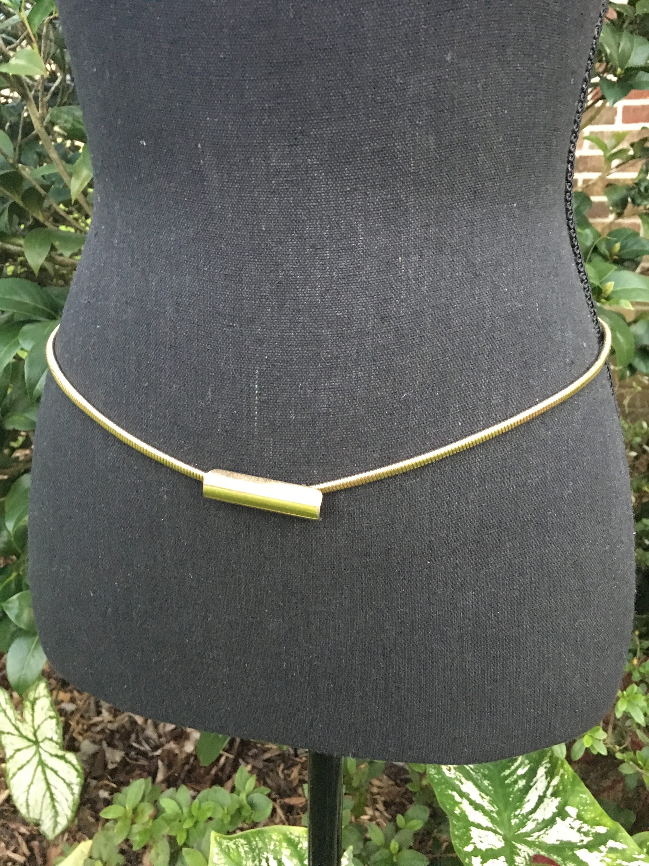 Vintage Gold Tone Stretch Belt - Etsy display picture 1