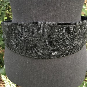 Vintage Black Seed and Short Bugle Bead 1989&#39;s Belt