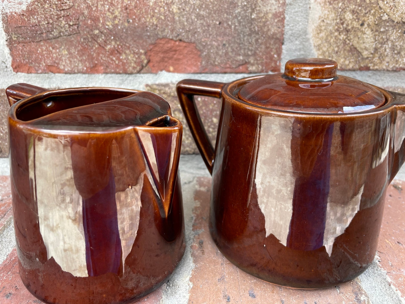 Tilso Made in Japan Brown Betty Creamer and Sugar Handpainted Etsy UK