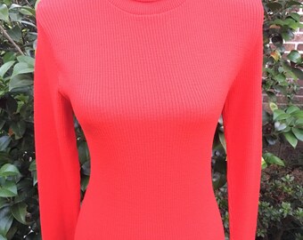 Vintage Women's Red Pendleton Turtle Neck Sweater with Zippered Back Size 36