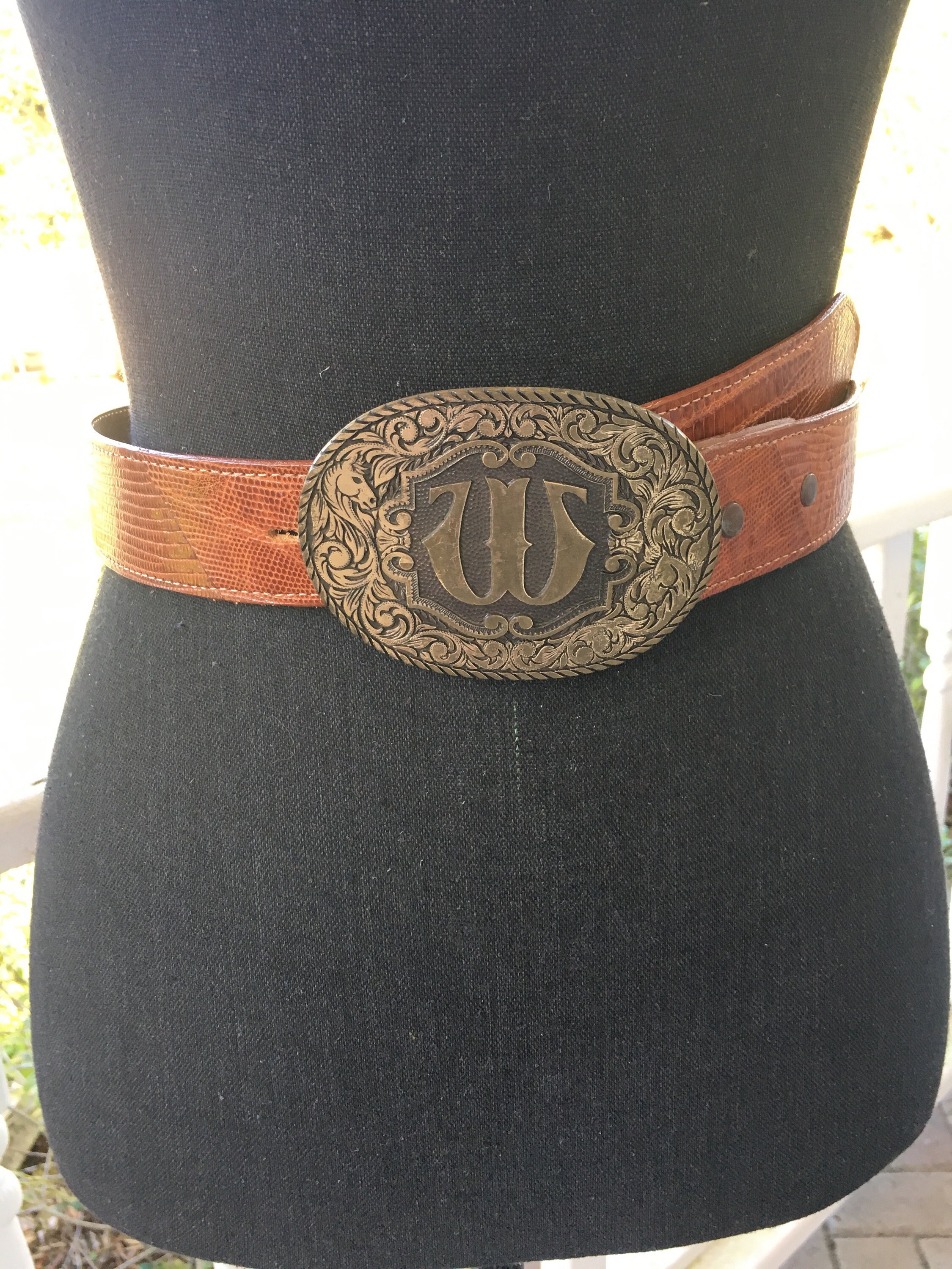 Vintage‎ Justin Lizard Leather Belt Brown Reptile Western Unisex Mens Womens 28 Justin Lizard Belt - Etsy main image 3
