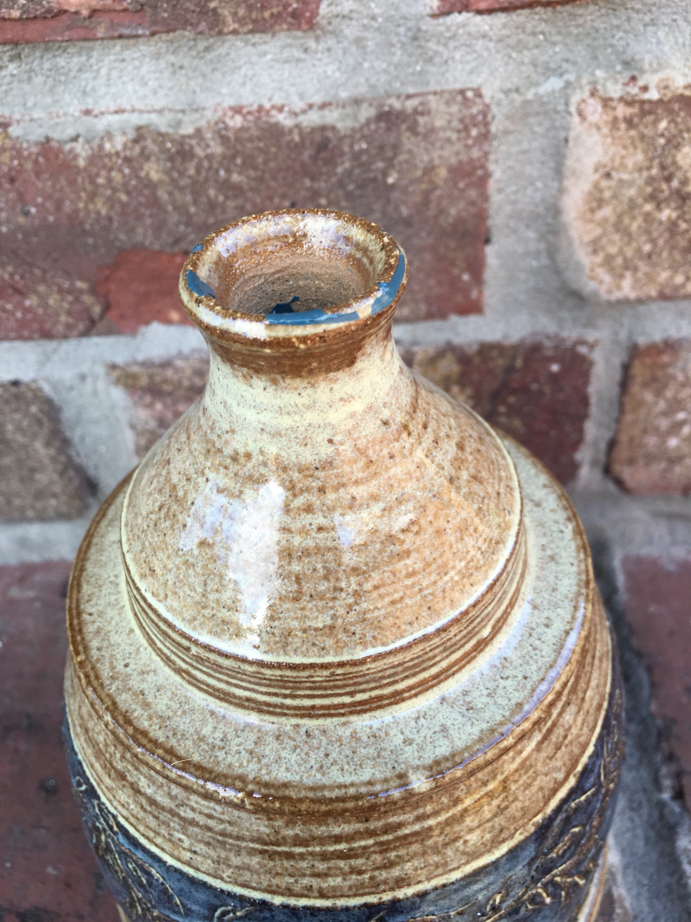 Vintage Signed Studio Art Pottery Vase W/hand Etched Design - Etsy