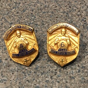 National Safety Council 5 year and 6 year Safe Driver Award Pins