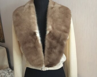 Vintage 1960's Dalton 100% Cashmere Sweater with Detachable Mink Fur Collar