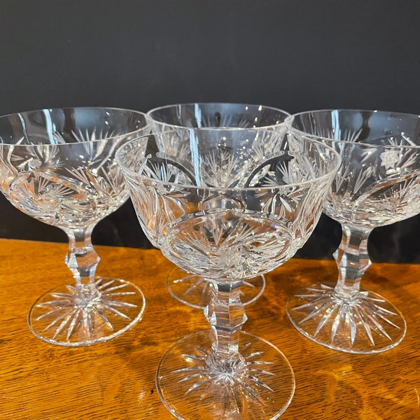 Eleanor by Czechoslovakian American Cut Crystal Champagne/Tall Sherbet set of four