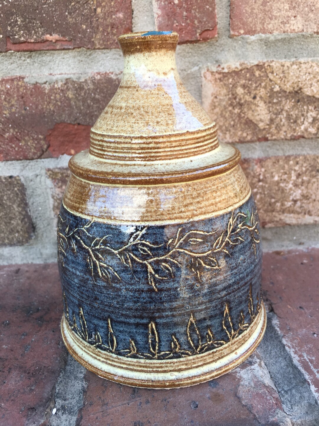 Vintage Signed Studio Art Pottery Vase W/hand Etched Design - Etsy