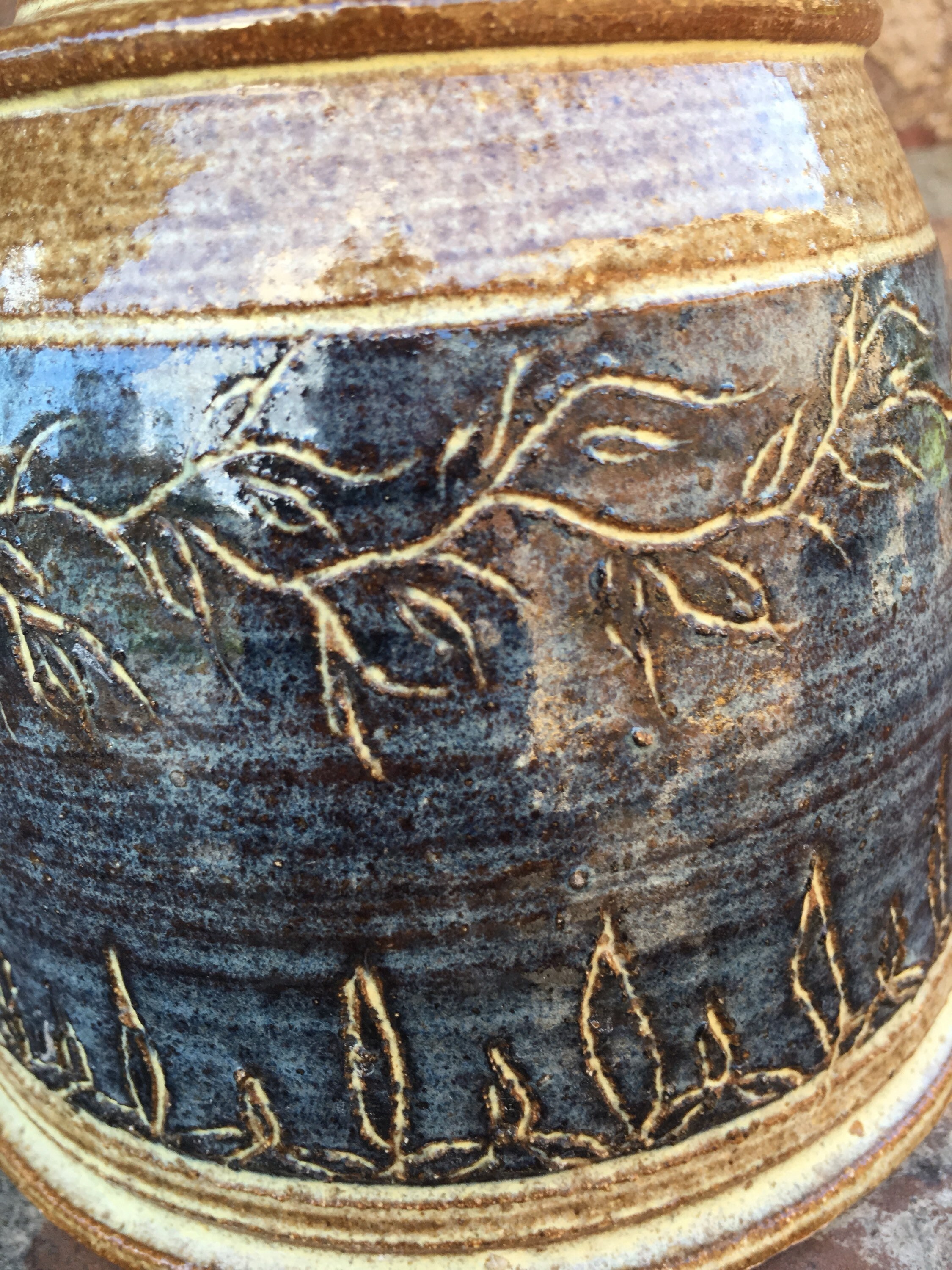 Vintage Signed Studio Art Pottery Vase W/hand Etched Design - Etsy