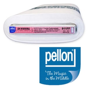 May include: A roll of white Pellon 911FF Fusible Featherweight fabric. The product label is visible, with text including "911FF", "50% Polyester/10% Rayon", and "Made in USA". The Pellon logo is displayed below the fabric roll.