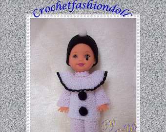 Crochet Doll Clothes Pattern – Pierrot Style Outfit – PDF Tutorial