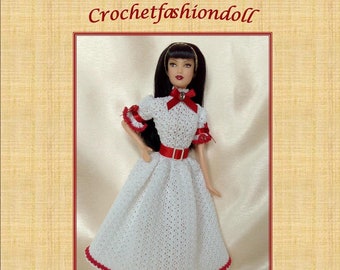 Romantic Dress Crochet Pattern PDF for 11.5 Inch Fashion Doll