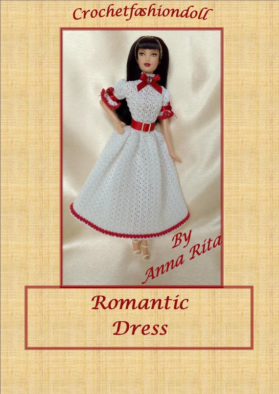 Romantic Dress Crochet Pattern PDF for 11.5 Inch Fashion Doll