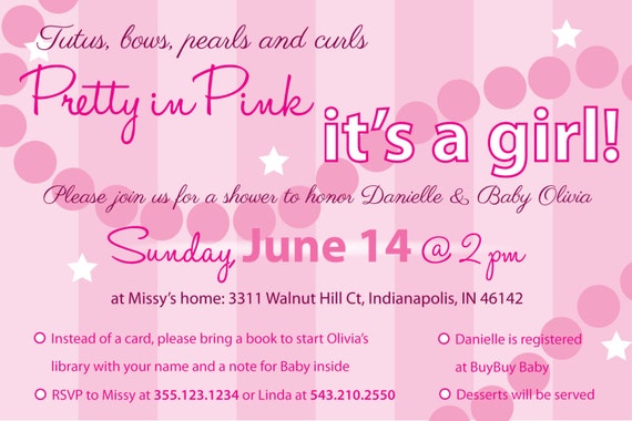 pretty in pink baby shower invitations