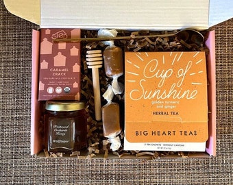 Tea Gift Box For Friend, Get Well Gift, Tea, Honey, Chocolate, Care Package For Her, Thoughtful Gift