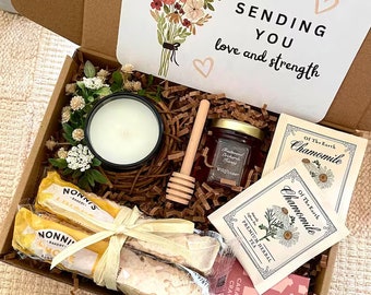 Love and Strength Sympathy Gift Box For Friend, Loss of Loved One Care Package, Tea Gift Box, Honey, Snacks, Candle, Bereavement Condolence