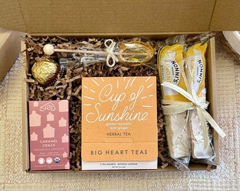 Thank You Tea Gift Box Includes Honey, Lemon Biscotti Cookies and Chocolate For Women, Friends, Coworker Female Tea Gift Package