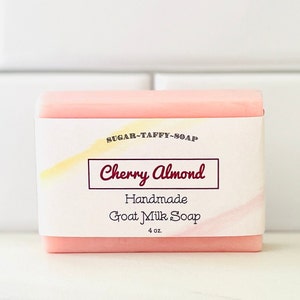 Cherry Almonds Goat Milk Soap, Handmade Scented Soap, Moisturizing Bar Soap