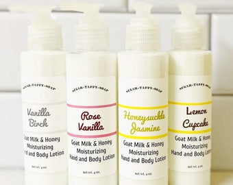 Goat Milk and Honey Lotion, Choose Scent, Hand Lotion, Body Lotion, 4oz Pump, Moisturizing Cream Lotion