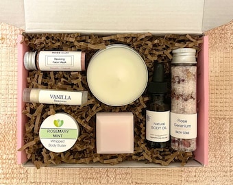 Handmade Bath and Body Self Care Gift Box For Women, Relax Spa Gift Set with Custom Message For Her