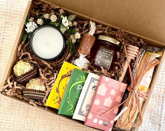 Thank You Gift Box Assorted Tea, Honey Biscotti, Candle, Gifts For Friends, Coworker, In-Laws, Teacher Sweet Treats Gift Package