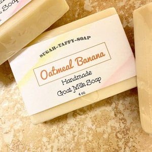 Oatmeal Banana Goat Milk Soap, Skin Cleansing Bar Soap, Moisturizing Bath Soap, Body Soap, Handmade Soap Bar