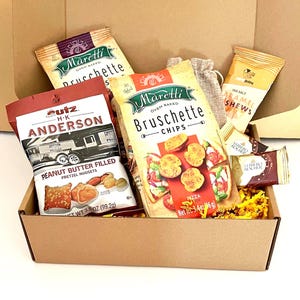 Gourmet Snack Gift Box, Spicy Chips, Caramel Cashews, Food Gift