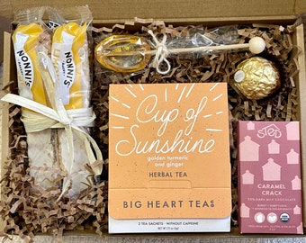 Tea Gift Box of Sunshine Care Package, Snack Gift Box, Birthday, Thinking of You Gifts For Friends, Get Well Soon, Thank You Gift For Women