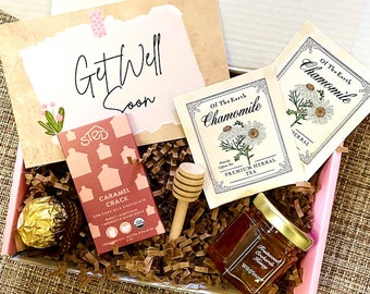 Get Well Gift, Tea, Honey, Chocolate, Thinking of You Gift Box, Surgery Recovery Get Well Care Package For Her