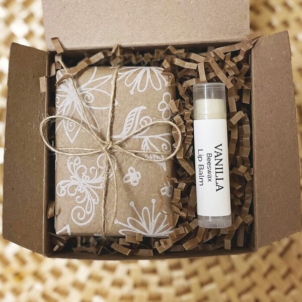 Small Gift Set Under 15 Dollars, Lip Balm and Soap Gift, Pampering Care Package For Her, Self Care Gift