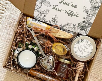 Loose Tea Honey Gift Set, Tea Drinker Gift Box English Breakfast Tea, Infuser, Tea Lover Gift For Her, Tea Gift Box for Friends